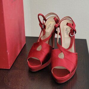 Valentino Garravani Red Satin Heels